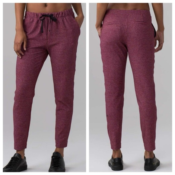 lululemon athletica Pants - 💫Lululemon Slim Jet Crop Pants Heathered Herringbone Berry Rumble Bordeaux Drama